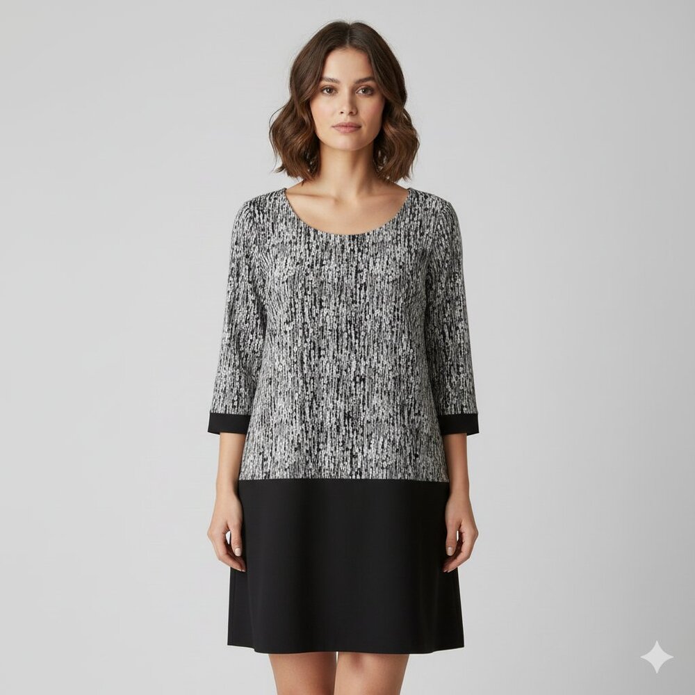 Windsmoor Women's Midi Dress Long sleeve Print Black Size 16 Business casual